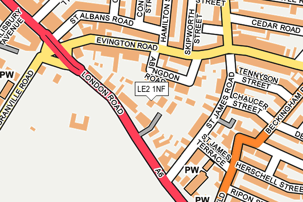 LE2 1NF map - OS OpenMap – Local (Ordnance Survey)