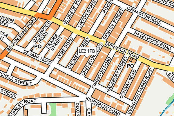 LE2 1PB map - OS OpenMap – Local (Ordnance Survey)