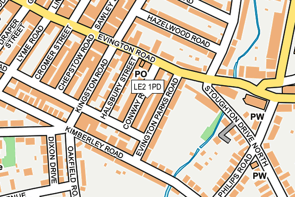 LE2 1PD map - OS OpenMap – Local (Ordnance Survey)