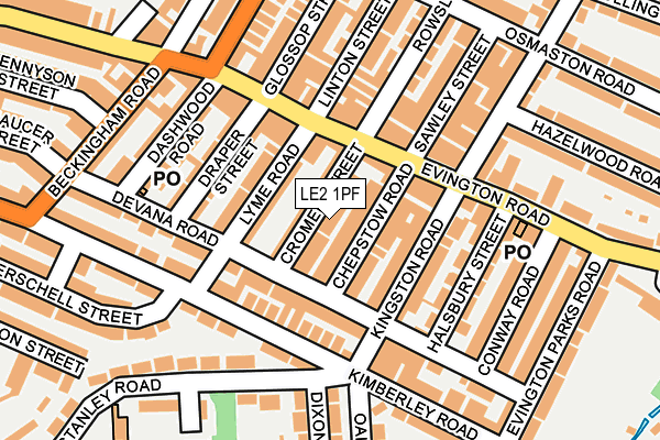LE2 1PF map - OS OpenMap – Local (Ordnance Survey)
