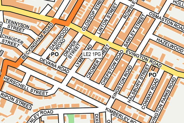 LE2 1PG map - OS OpenMap – Local (Ordnance Survey)