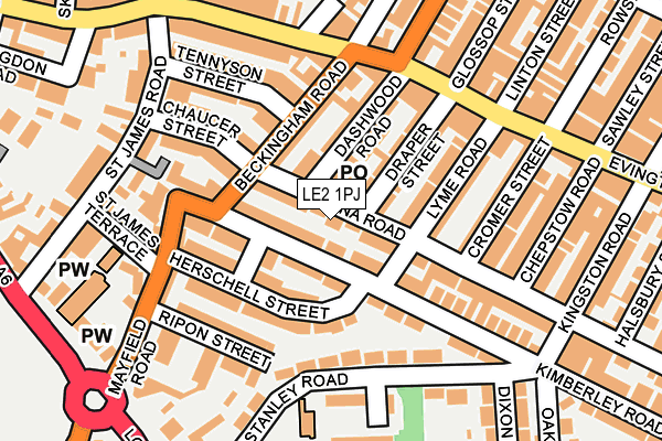 LE2 1PJ map - OS OpenMap – Local (Ordnance Survey)