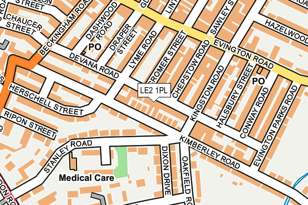 LE2 1PL map - OS OpenMap – Local (Ordnance Survey)