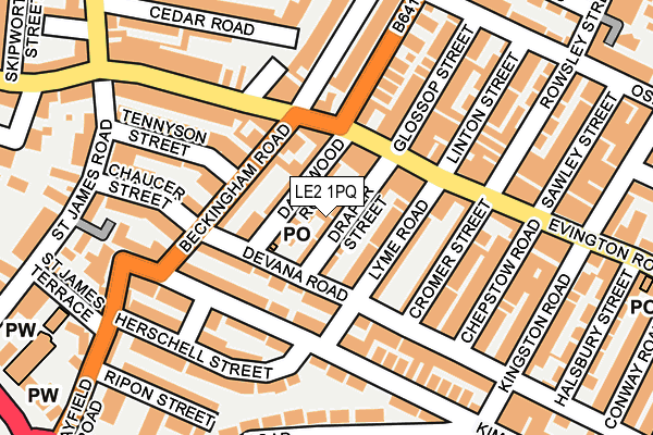 LE2 1PQ map - OS OpenMap – Local (Ordnance Survey)