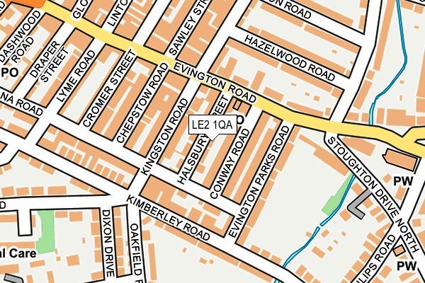 LE2 1QA map - OS OpenMap – Local (Ordnance Survey)