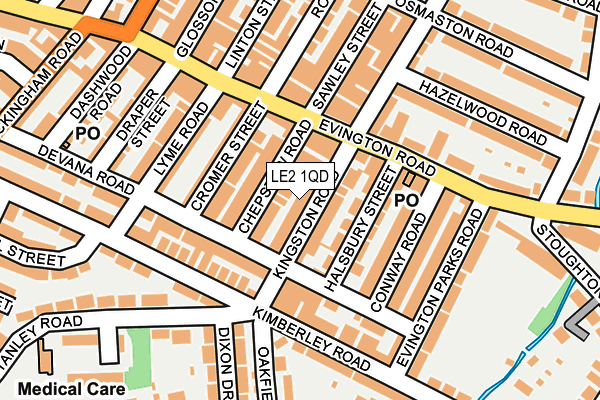 LE2 1QD map - OS OpenMap – Local (Ordnance Survey)