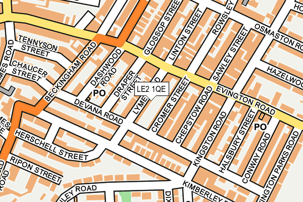 LE2 1QE map - OS OpenMap – Local (Ordnance Survey)