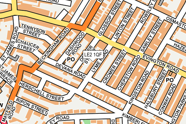 LE2 1QF map - OS OpenMap – Local (Ordnance Survey)