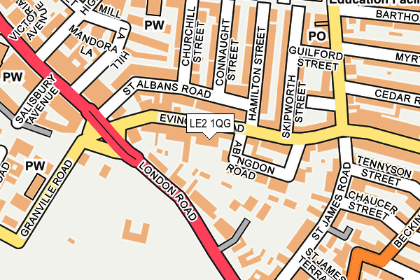 LE2 1QG map - OS OpenMap – Local (Ordnance Survey)