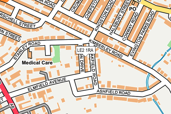 LE2 1RA map - OS OpenMap – Local (Ordnance Survey)
