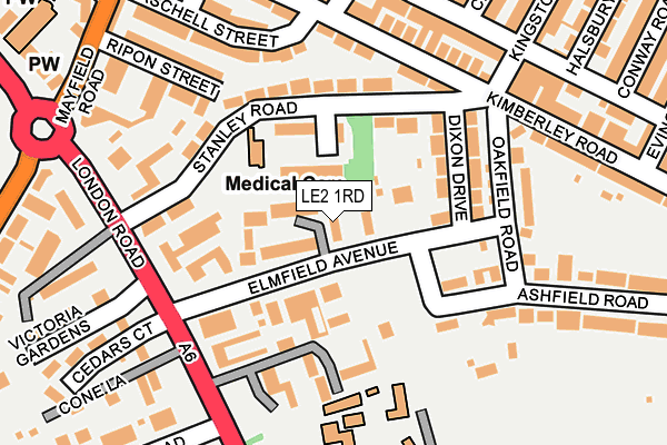 LE2 1RD map - OS OpenMap – Local (Ordnance Survey)