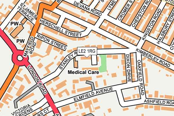 LE2 1RG map - OS OpenMap – Local (Ordnance Survey)