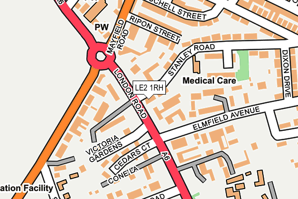 LE2 1RH map - OS OpenMap – Local (Ordnance Survey)