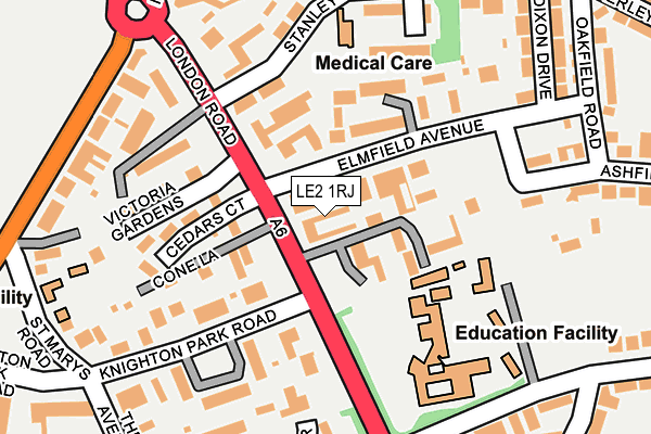LE2 1RJ map - OS OpenMap – Local (Ordnance Survey)