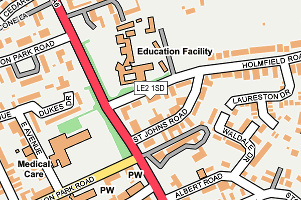 LE2 1SD map - OS OpenMap – Local (Ordnance Survey)