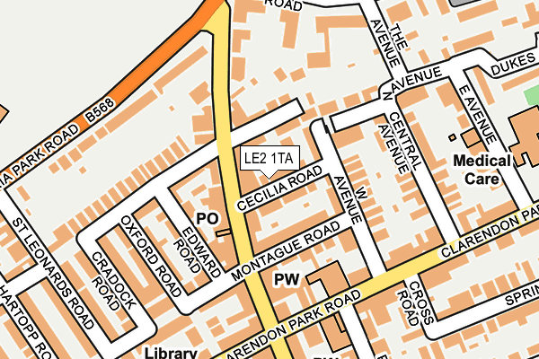 LE2 1TA map - OS OpenMap – Local (Ordnance Survey)