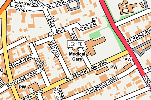LE2 1TE map - OS OpenMap – Local (Ordnance Survey)