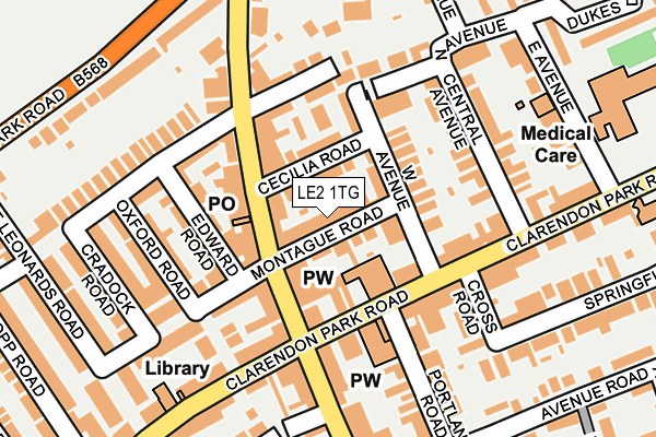 LE2 1TG map - OS OpenMap – Local (Ordnance Survey)