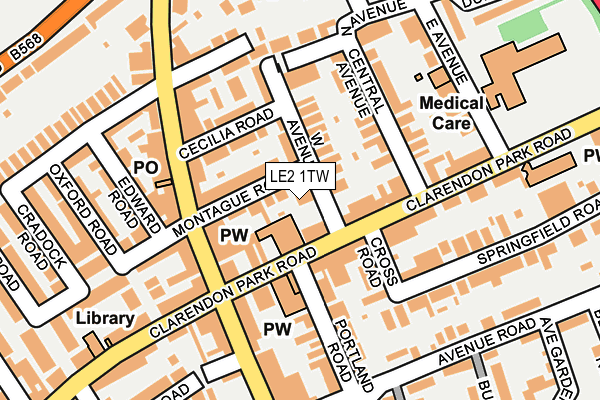 LE2 1TW map - OS OpenMap – Local (Ordnance Survey)