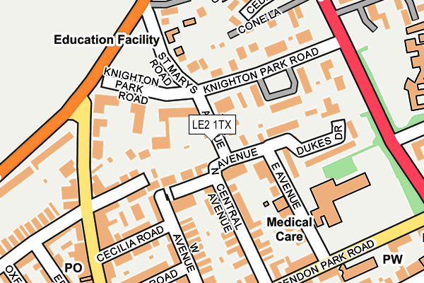 LE2 1TX map - OS OpenMap – Local (Ordnance Survey)