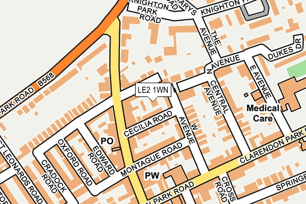 LE2 1WN map - OS OpenMap – Local (Ordnance Survey)