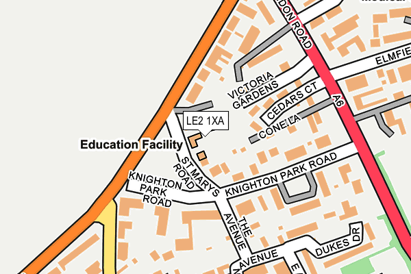 LE2 1XA map - OS OpenMap – Local (Ordnance Survey)