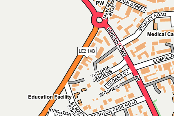 LE2 1XB map - OS OpenMap – Local (Ordnance Survey)