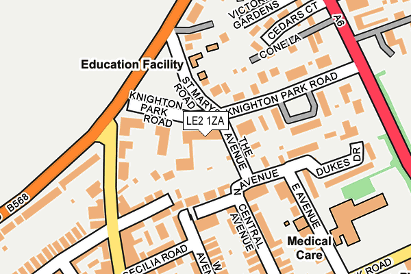 LE2 1ZA map - OS OpenMap – Local (Ordnance Survey)