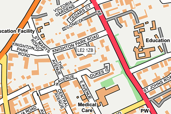 LE2 1ZB map - OS OpenMap – Local (Ordnance Survey)