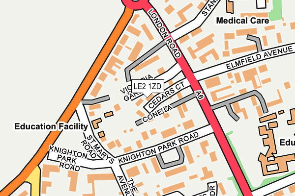 LE2 1ZD map - OS OpenMap – Local (Ordnance Survey)
