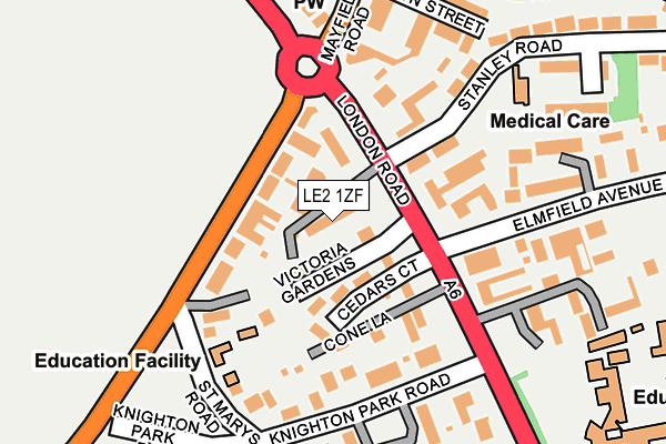 LE2 1ZF map - OS OpenMap – Local (Ordnance Survey)