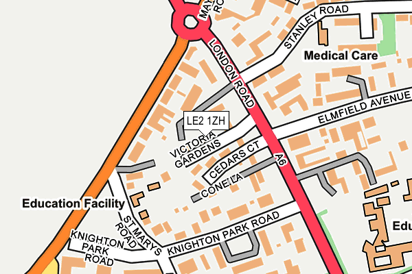 LE2 1ZH map - OS OpenMap – Local (Ordnance Survey)