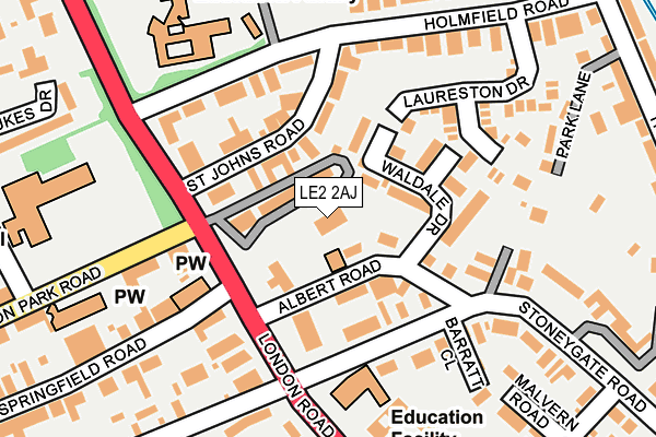 LE2 2AJ map - OS OpenMap – Local (Ordnance Survey)