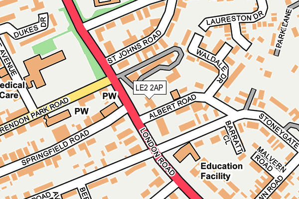 LE2 2AP map - OS OpenMap – Local (Ordnance Survey)