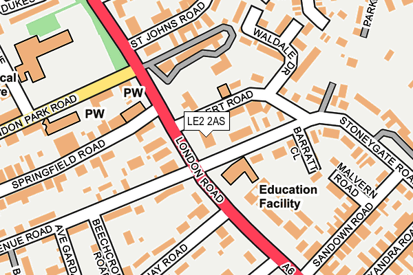 LE2 2AS map - OS OpenMap – Local (Ordnance Survey)