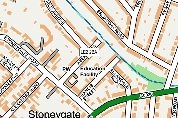 LE2 2BA map - OS OpenMap – Local (Ordnance Survey)
