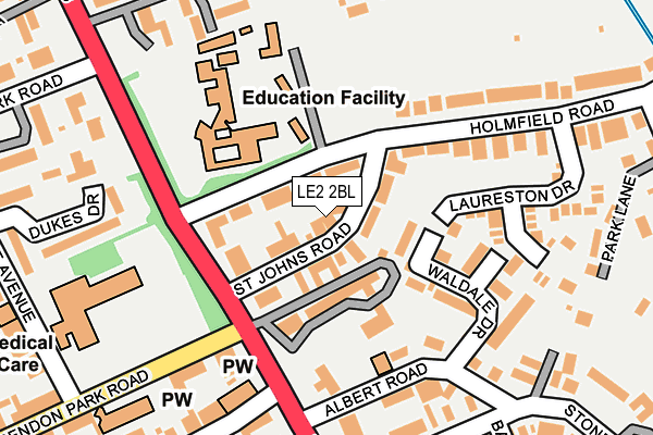 LE2 2BL map - OS OpenMap – Local (Ordnance Survey)