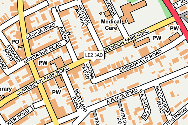 LE2 3AD map - OS OpenMap – Local (Ordnance Survey)
