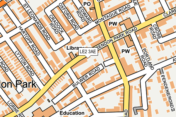 LE2 3AE map - OS OpenMap – Local (Ordnance Survey)
