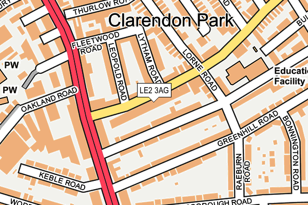 LE2 3AG map - OS OpenMap – Local (Ordnance Survey)