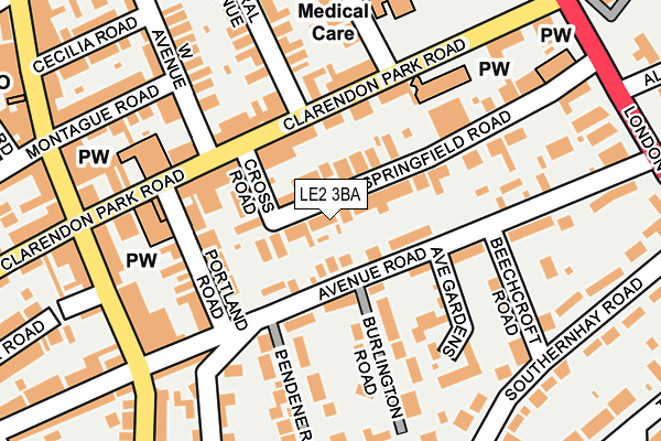 LE2 3BA map - OS OpenMap – Local (Ordnance Survey)