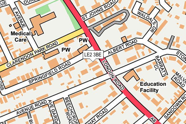 LE2 3BE map - OS OpenMap – Local (Ordnance Survey)