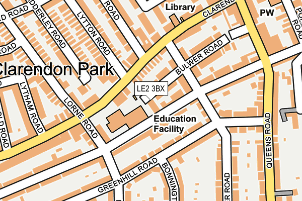 LE2 3BX map - OS OpenMap – Local (Ordnance Survey)