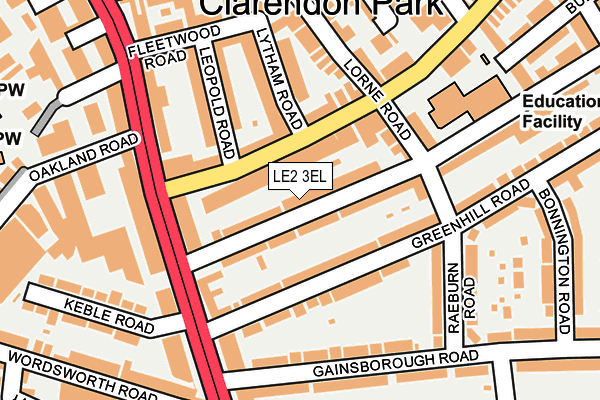 LE2 3EL map - OS OpenMap – Local (Ordnance Survey)