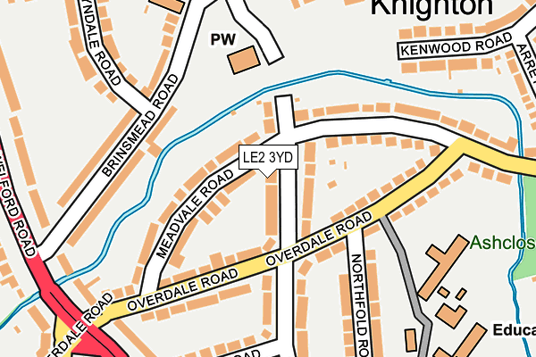 LE2 3YD map - OS OpenMap – Local (Ordnance Survey)