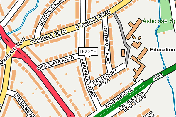 LE2 3YE map - OS OpenMap – Local (Ordnance Survey)