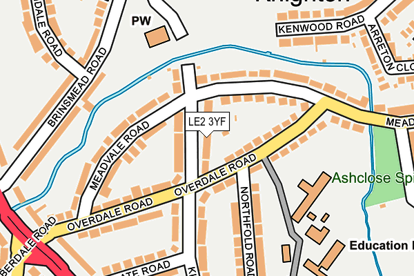 LE2 3YF map - OS OpenMap – Local (Ordnance Survey)