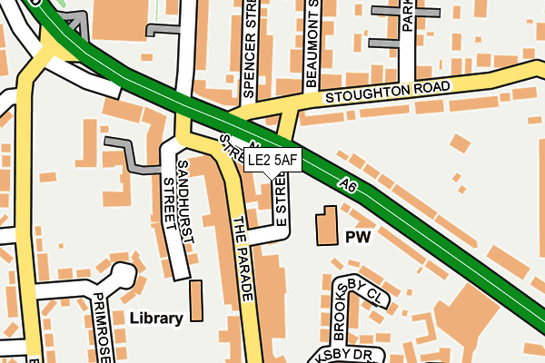 LE2 5AF map - OS OpenMap – Local (Ordnance Survey)