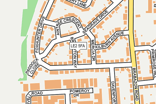 LE2 5FA map - OS OpenMap – Local (Ordnance Survey)
