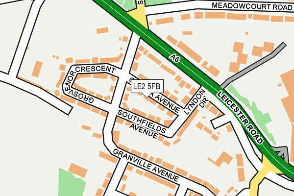 LE2 5FB map - OS OpenMap – Local (Ordnance Survey)